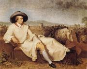 TISCHBEIN, Johann Heinrich Wilhelm Goethe in the Roman Campagna oil painting artist